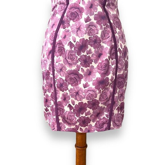 Oh Polly Purple Strapless Corset Floral Print Partywear Bodycon Dress Size 8 NWT - Picture 5 of 11